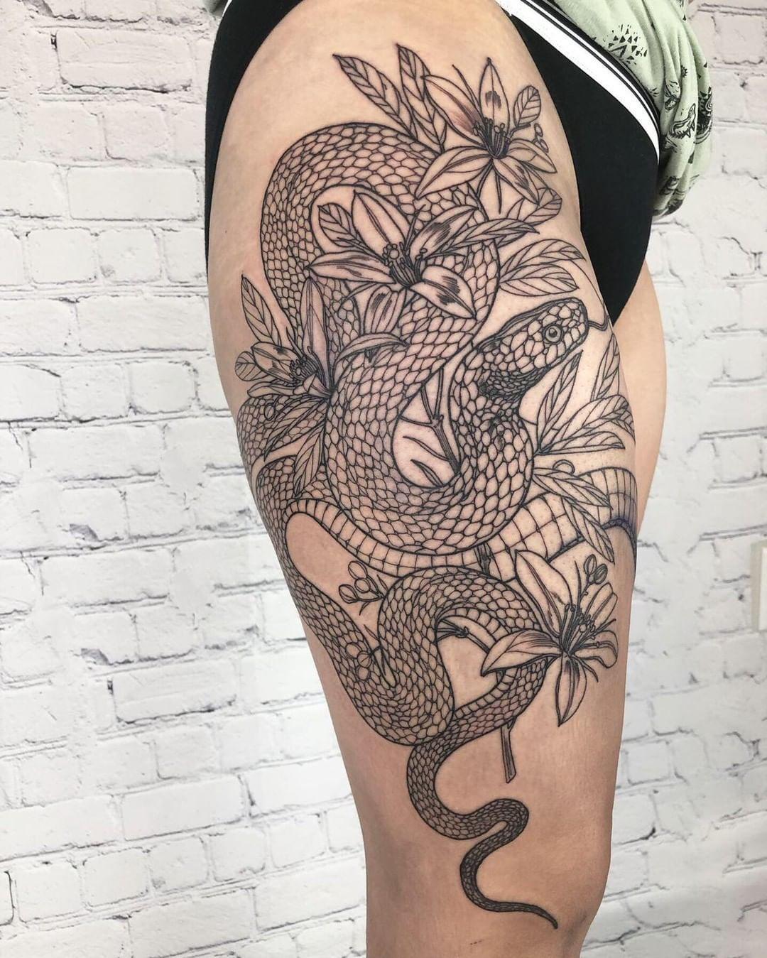 Vietnamese Blue Beauty Rat Snake Tattoo