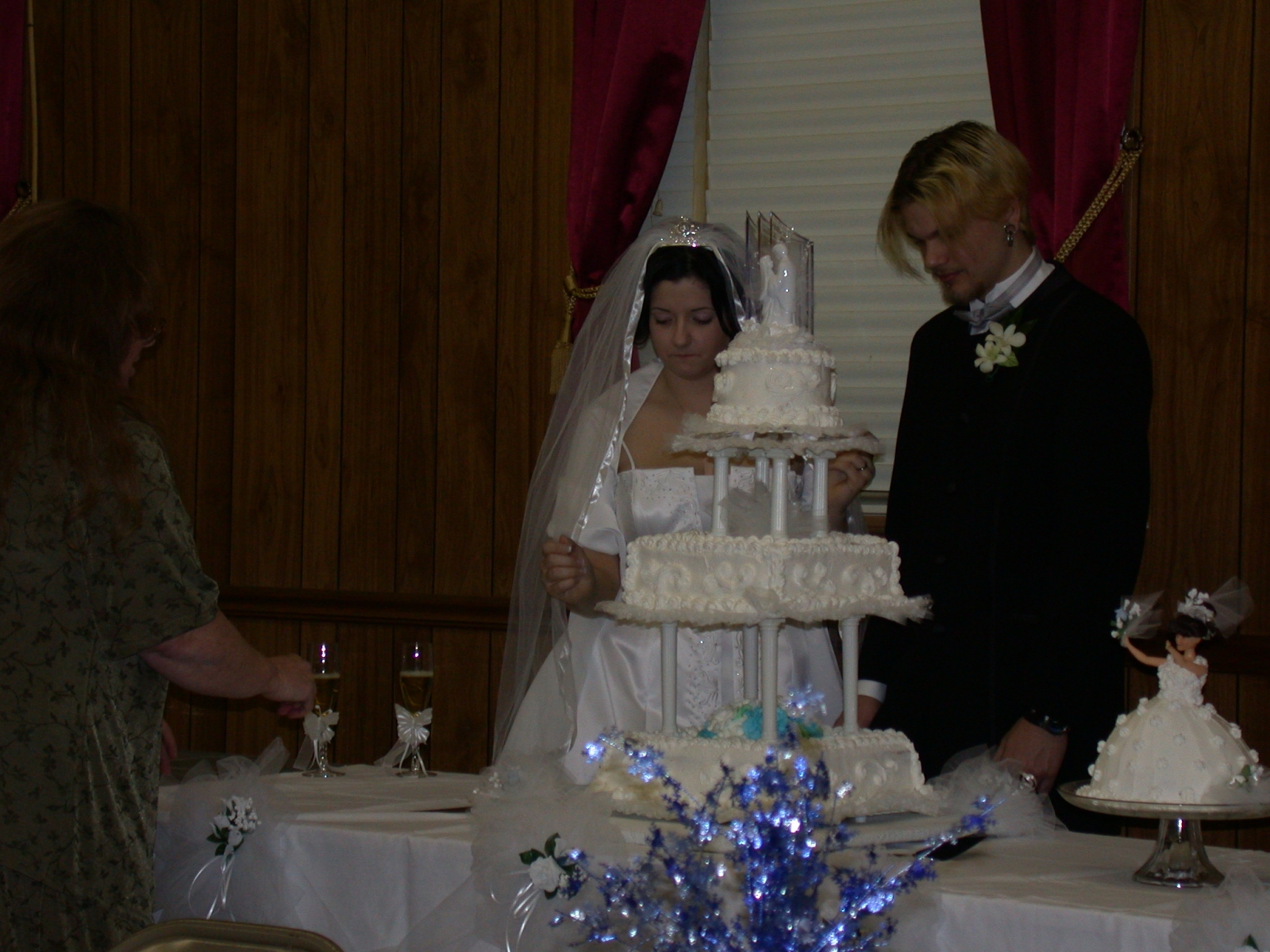 my wife and I at the wedding reception