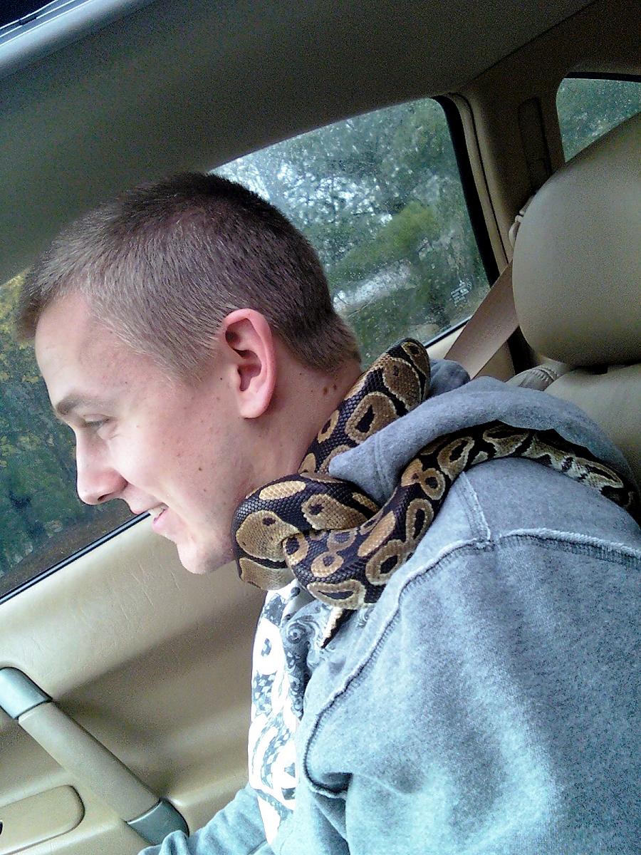 Riding home around Uncle B's neck