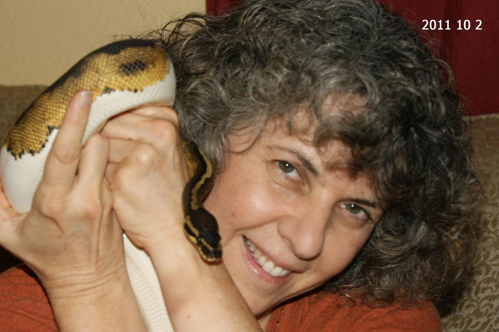 Me and Lacey, my Piebald Ball Python