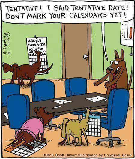 dog marking calendar cartoon